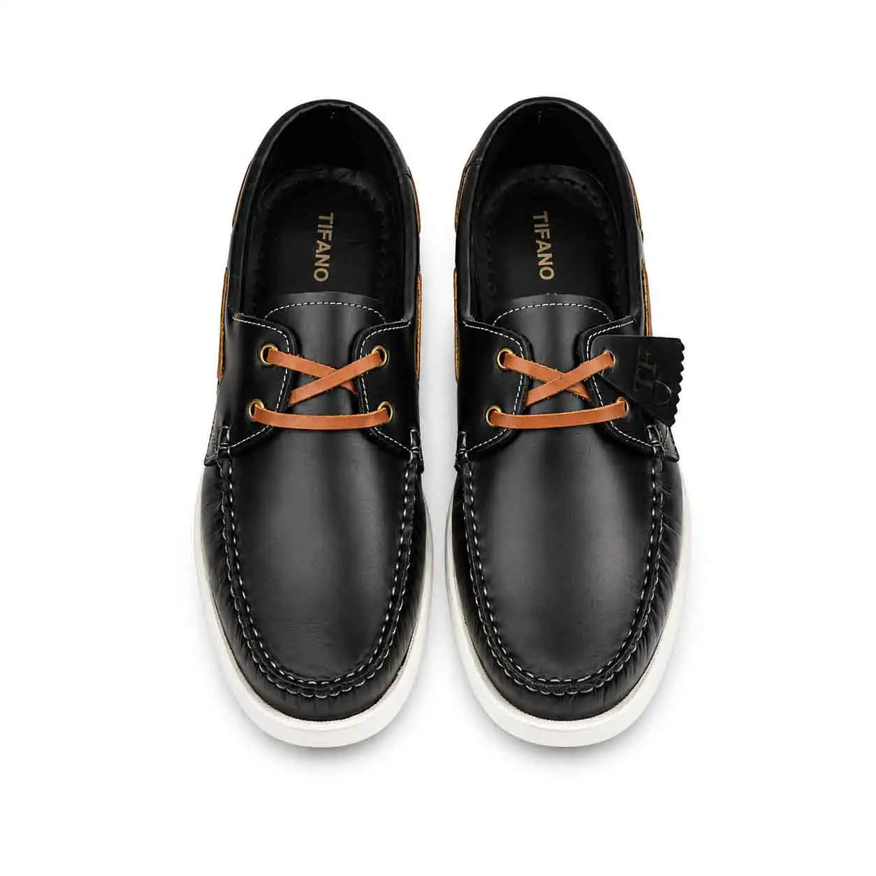 chaussure bateaux homme SEB02-1 noir cuir  miniature
